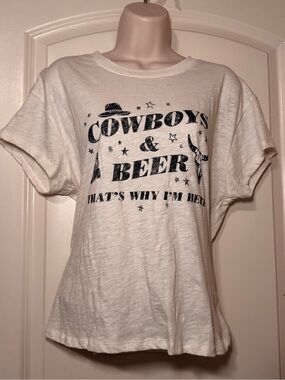 Cowboys & Beer Graphic Tee - White Crow Boot Barn XL NWT